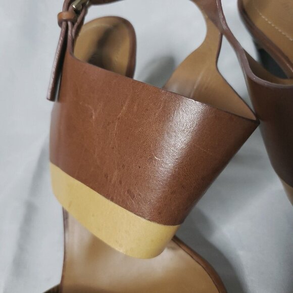 CHLOE Women's Brown & Camel Leather Ankle Strap Buckle Sandal Heels Size 6/37 - Picture 16 of 16